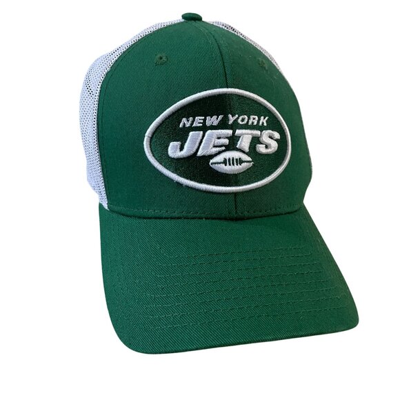 New York Jets Snapback Trucker Hat NFL Team Apparel Green & White One Size - Picture 1 of 6